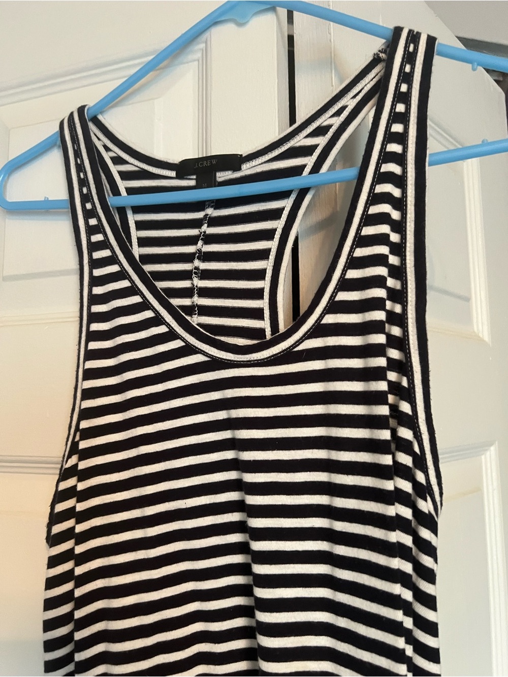 J. Crew Black and White Striped Racerback Maxi Dress